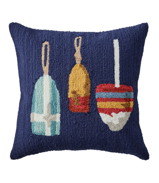 Indoor/Outdoor Hooked Pillow, Buoys