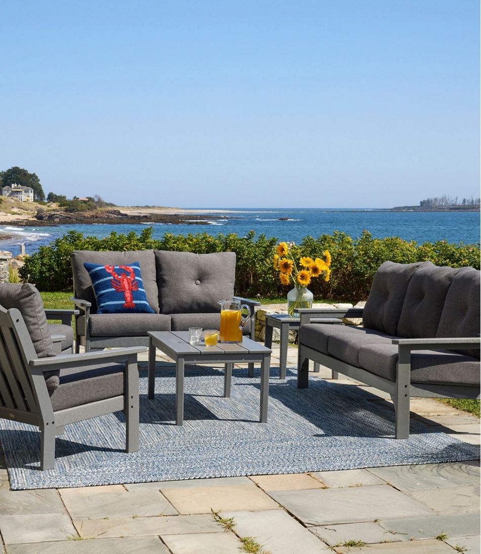 All-Weather Patio Sofa with Textured Cushion, Slate Gray