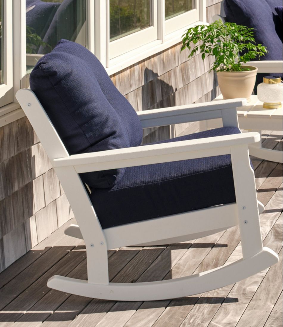 All-Weather Patio Rocker with Textured Cushion, White