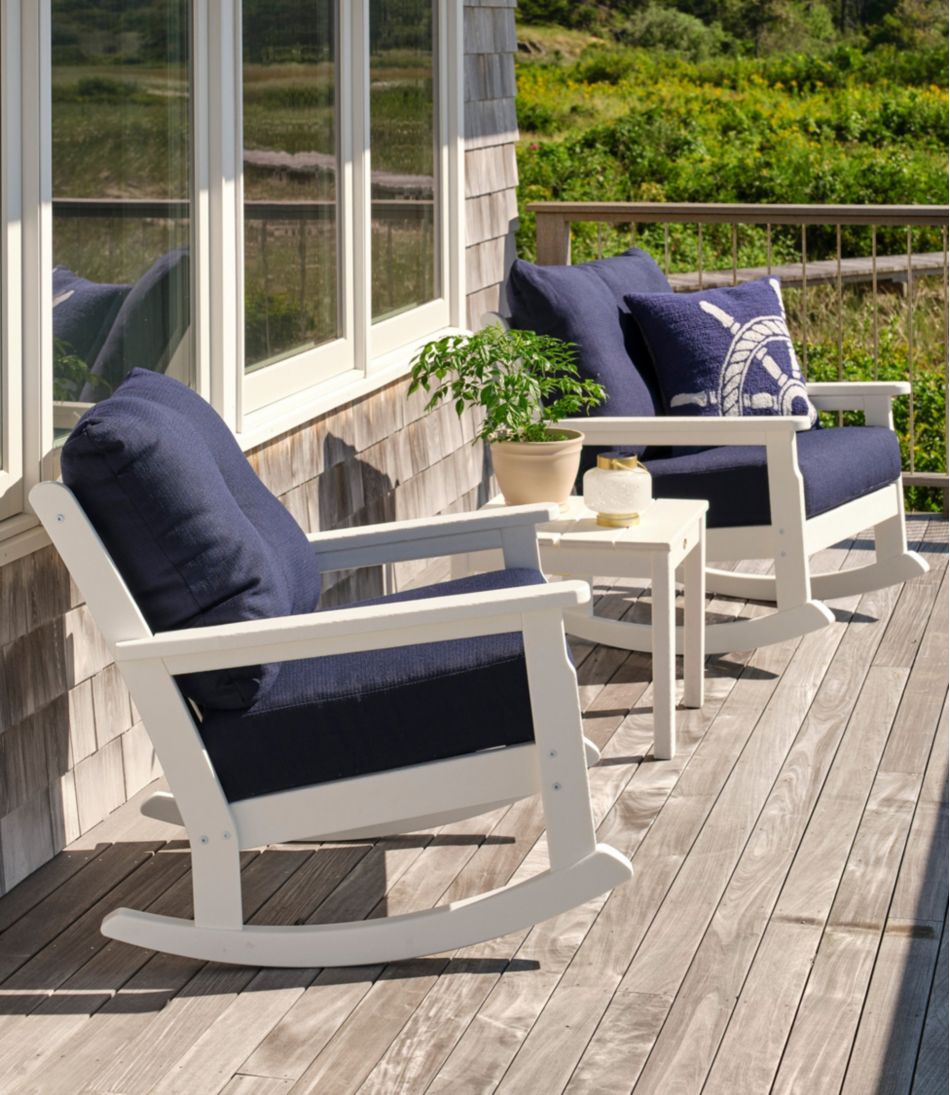 All-Weather Patio Rocker Set with Side Table, White