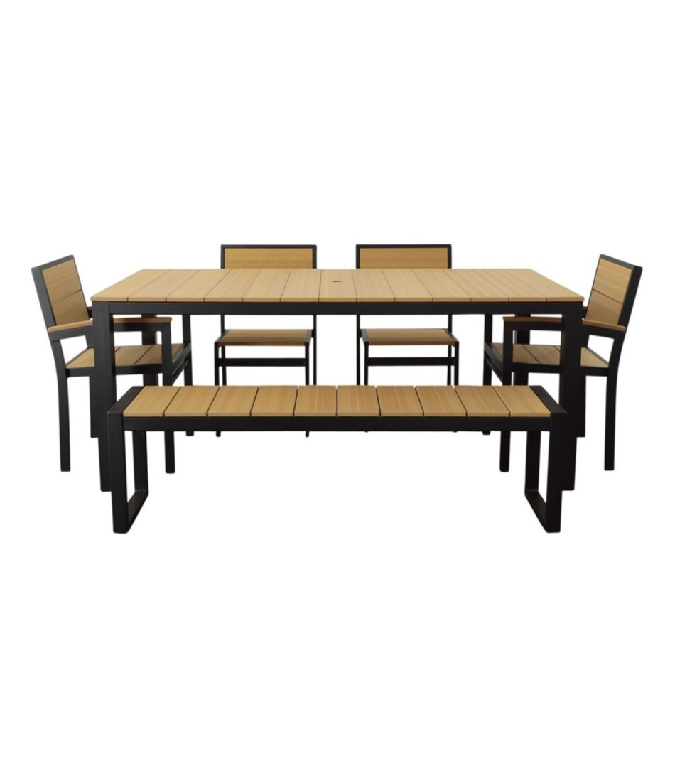 Aluminum/Recycled Poly Lumber Farmhouse Dining Set, Black