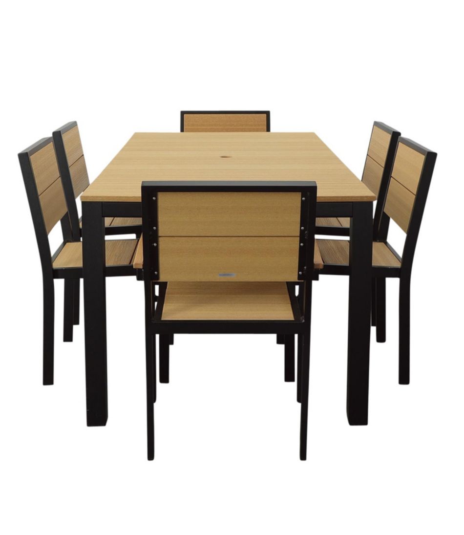 Aluminum/Recycled Poly Lumber Farmhouse Dining Set, Black