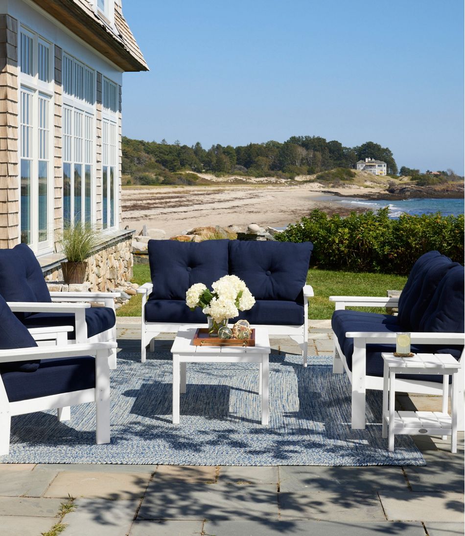 All-Weather Patio Loveseat with Textured Cushion, White