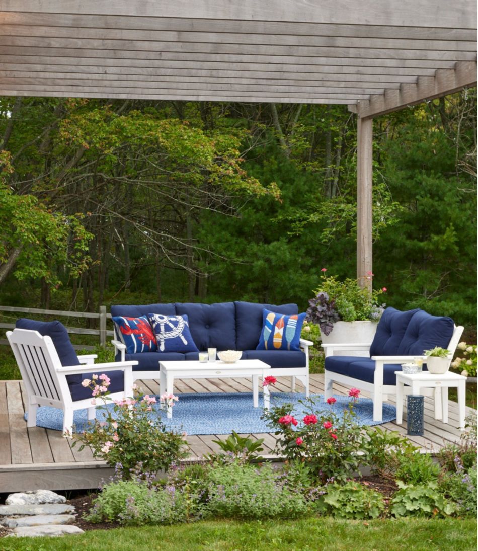 All-Weather Patio Loveseat with Textured Cushion, White