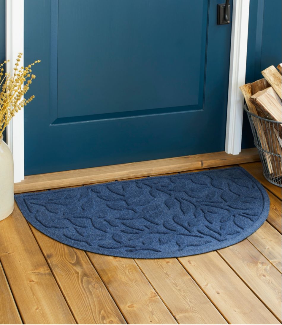 Heavyweight Recycled Waterhog Doormat, Half Round, Woodland Leaf