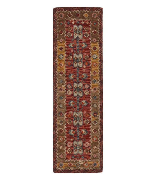 Double Border Wool Hooked Runner, Sienna Multi